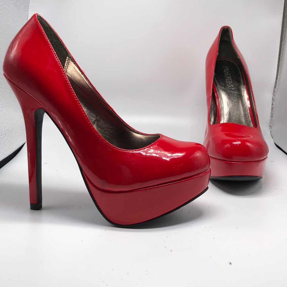 New red patent heels